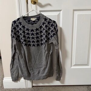 Boden Gray Crewneck Sweater with Black Star Yoke